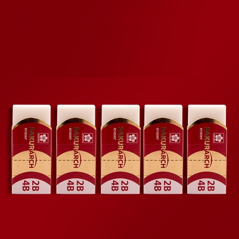 Sakura Arch Erasers, 2B 4B ,5-Pack, White XRAJ-60