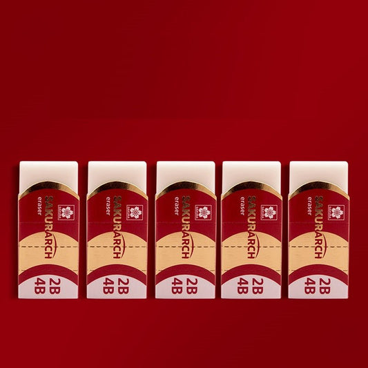 Sakura Arch Erasers, 2B 4B ,5-Pack, White XRAJ-60