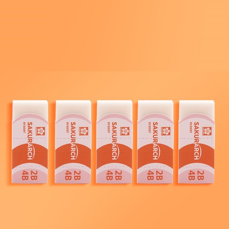 Sakura Arch Erasers, 2B 4B ,5-Pack, White XRAJ-60