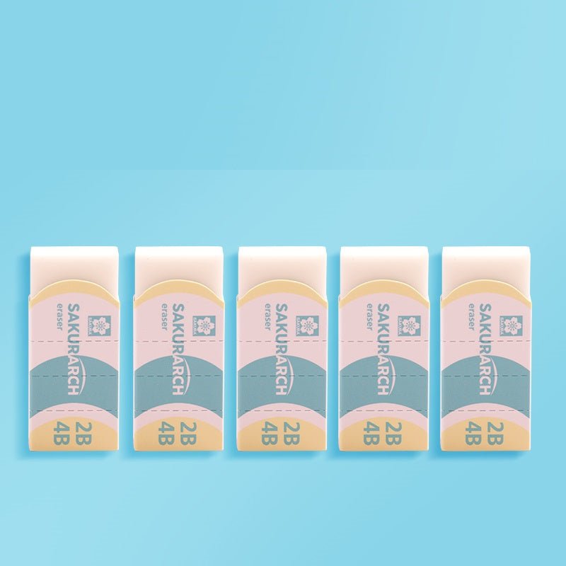 Sakura Arch Erasers, 2B 4B ,5-Pack, White XRAJ-60