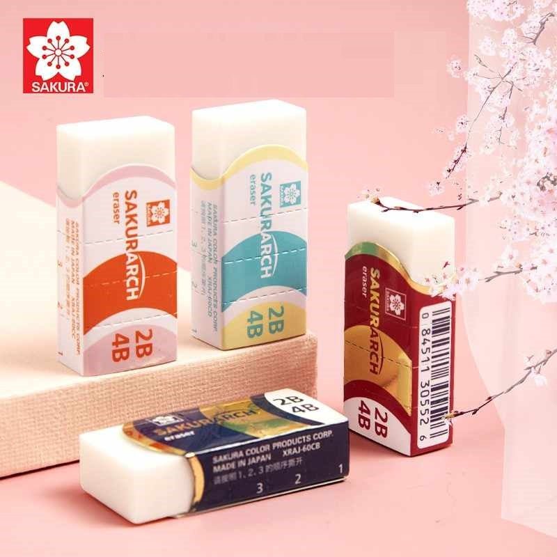 Sakura Arch Erasers, 2B 4B ,5-Pack, White XRAJ-60