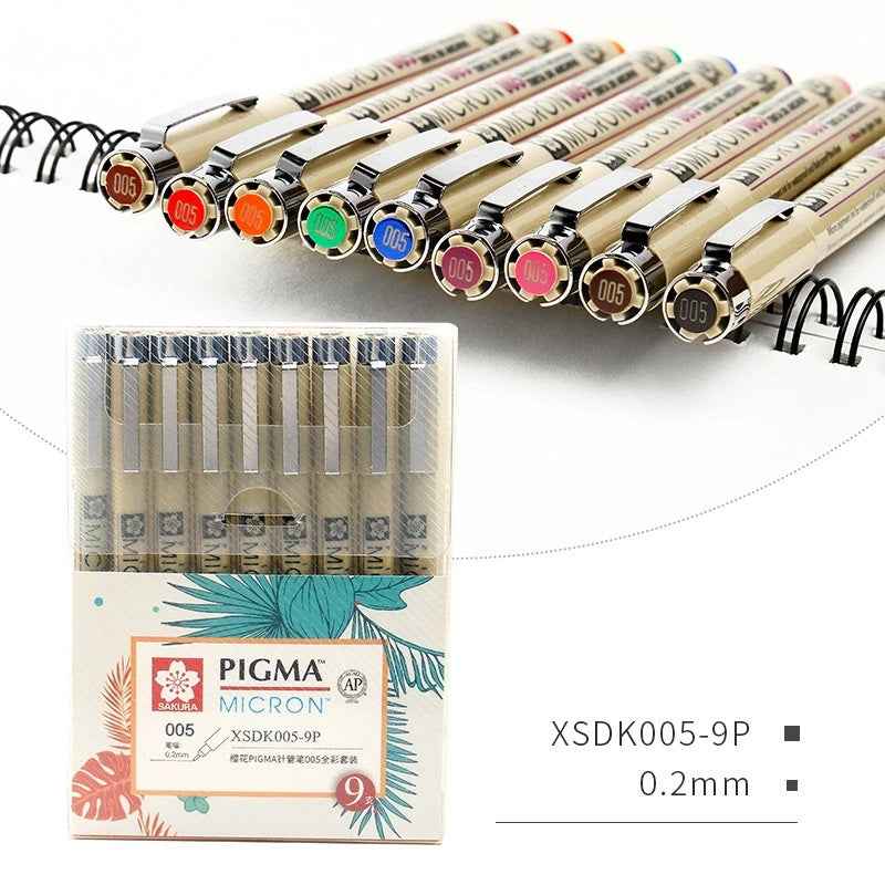 Sakura Pigma Micron Pen - Size 005 - 0.2 mm - 9 Color Bundle - TTpen