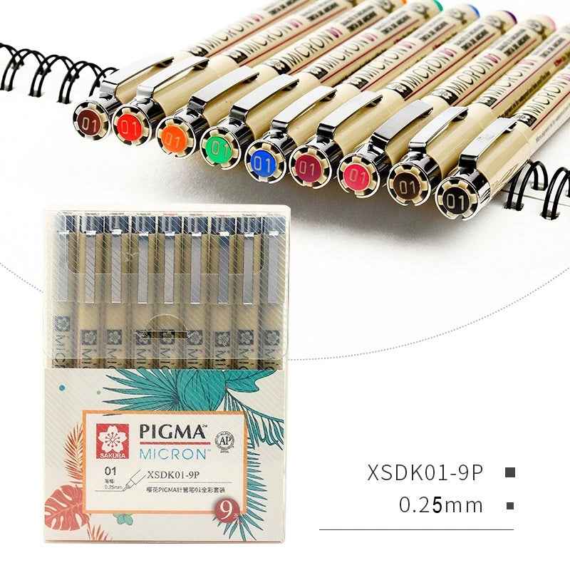 Sakura Pigma Micron Pen - Size 01 - 0.25 mm - 9 Color Bundle - TTpen