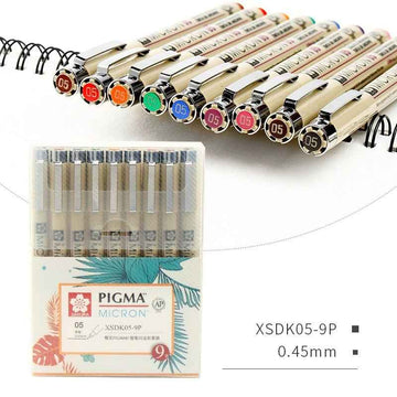 Sakura Pigma Micron Pen - Size 05 - 0.45 mm - 9 Color Bundle - TTpen
