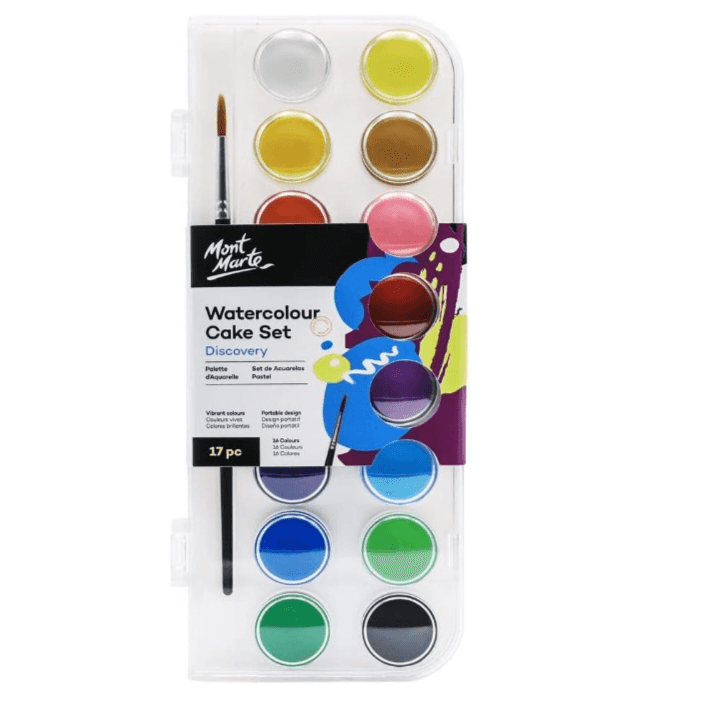 Mont Marte Watercolour Cake Set Discovery 16 Brilliant Colours - TTpen