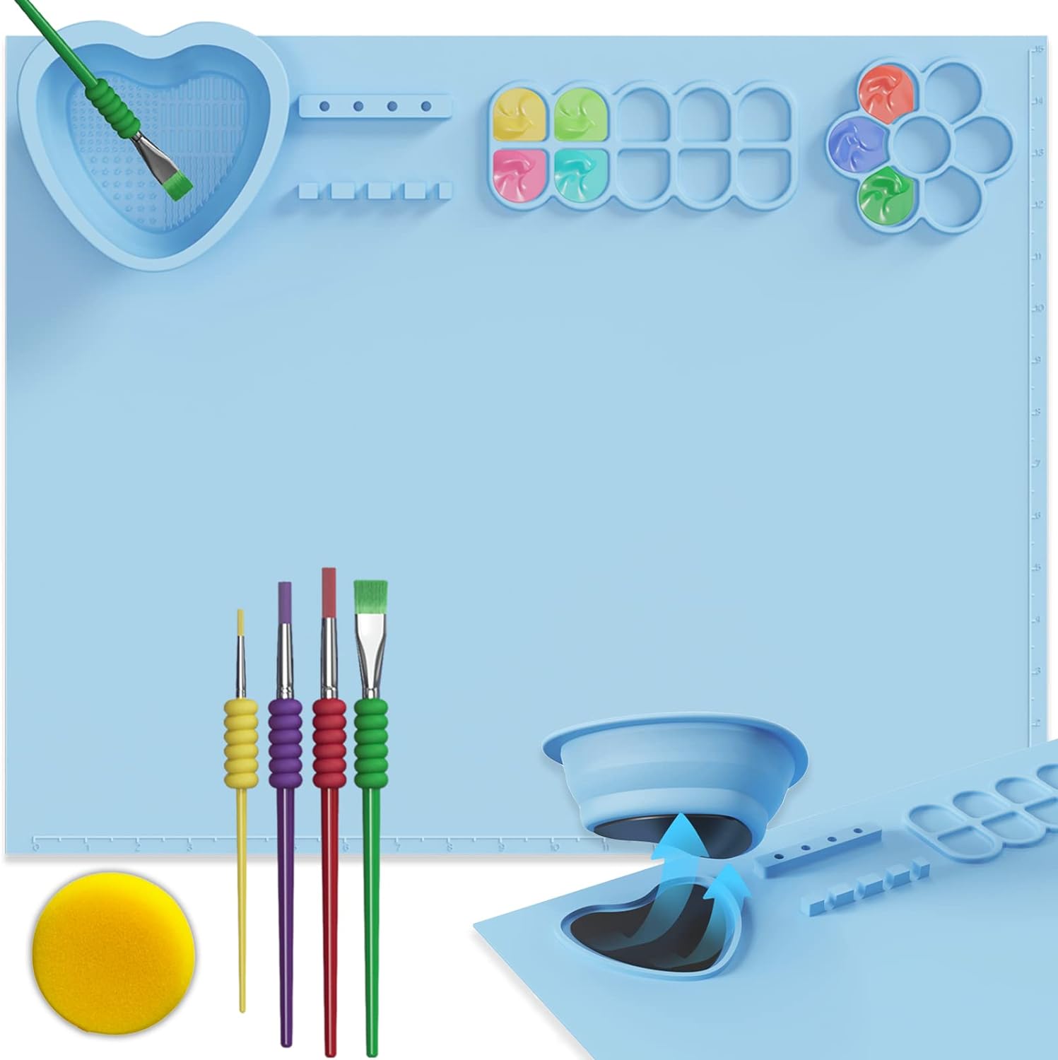 Silicone Painting Mat with Cup and Paint Holder