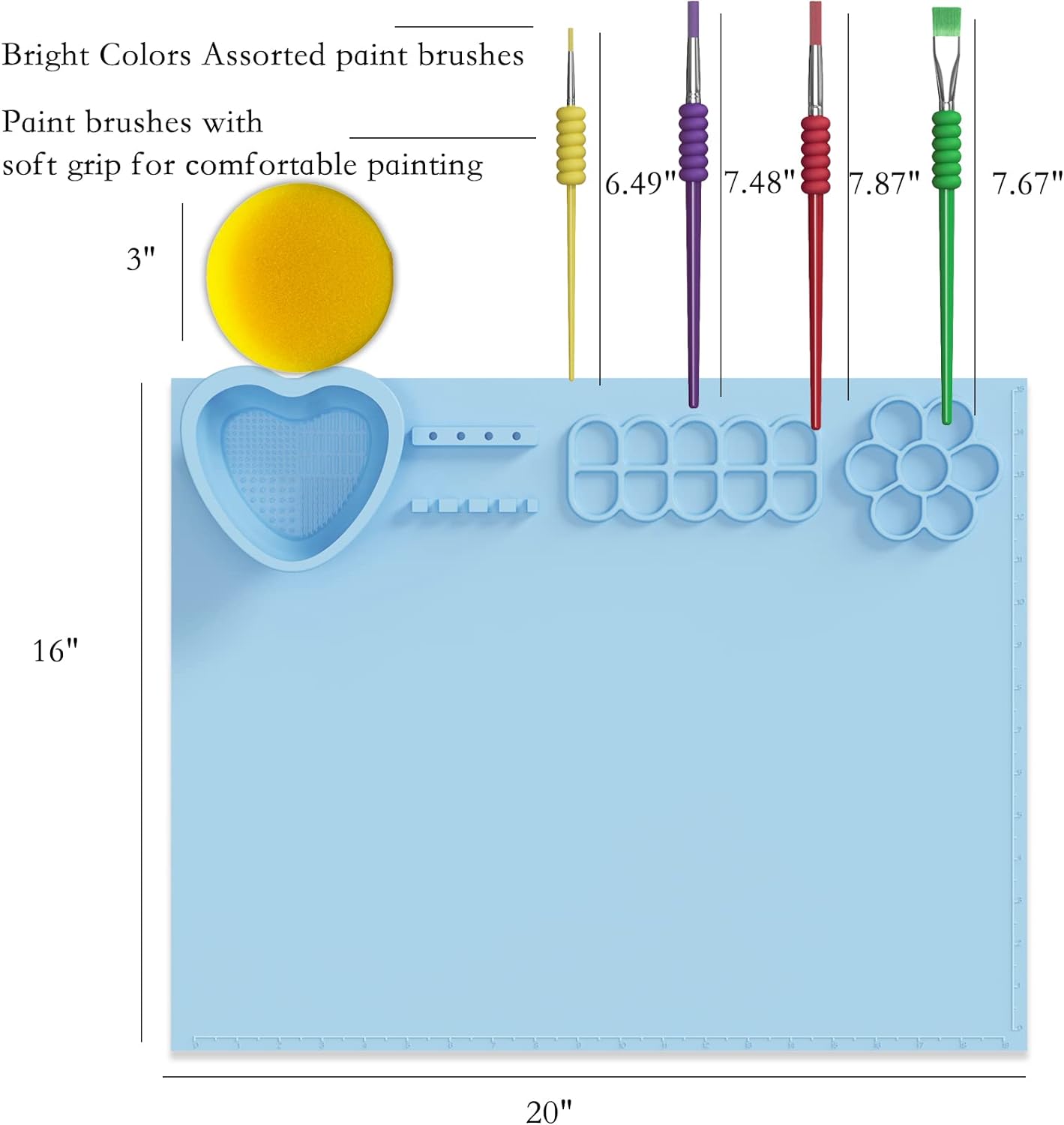 Silicone Painting Mat with Cup and Paint Holder