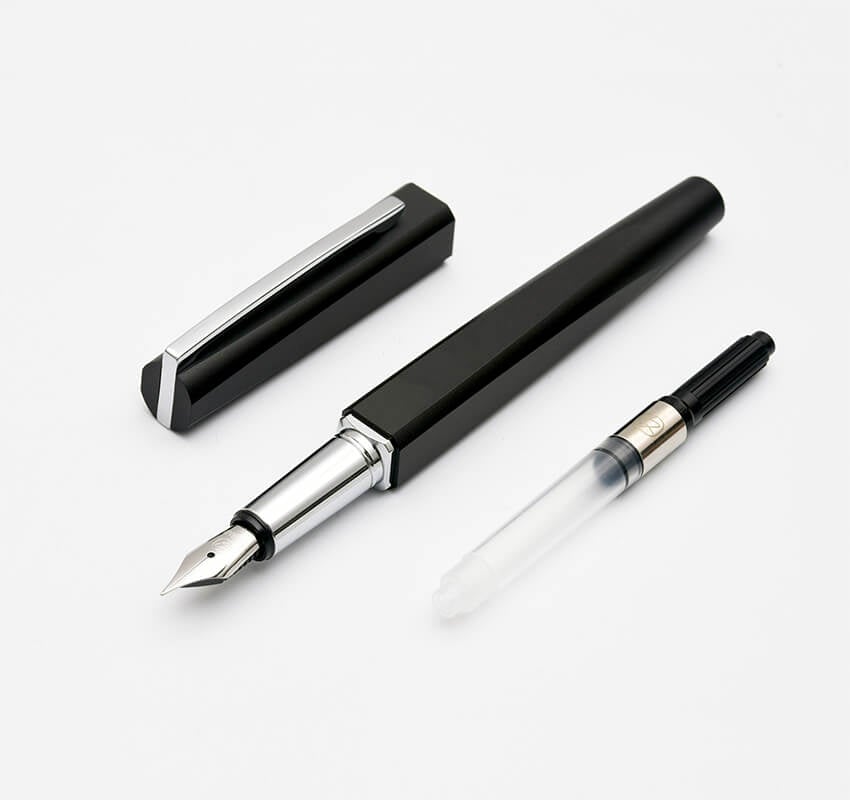 Kaco Square Fountain Pen Aluminum Fine Black