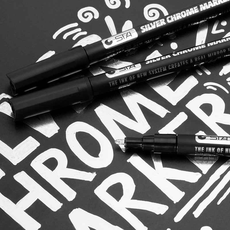 STA Liquid Silver Mirror Chrome Markers Paint 2mm Tip (2 Pack) - TTpen