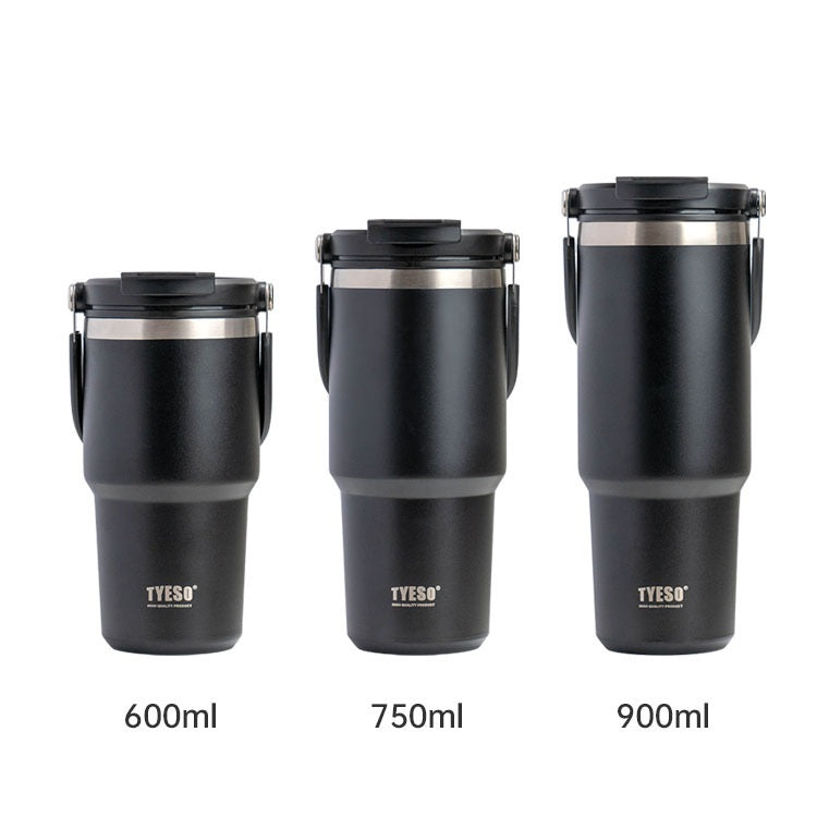 Tyeso 20/25/30 oz Insulated Tumbler with Handle and Straw Lid Black