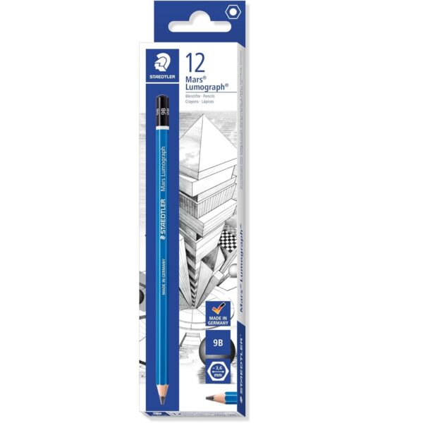 Staedtler 100 Mars Lumograph 9B Graphite Art Drawing Pencil,12 Pack