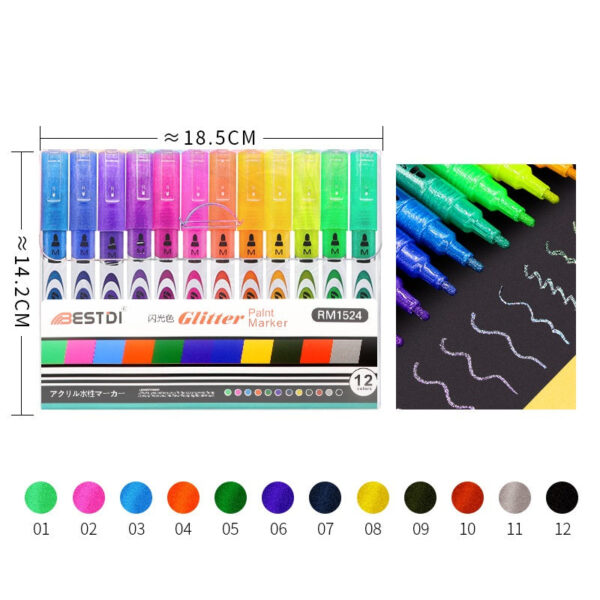 BESTDI Paint Pens 12 Color Permanent Acrylic Markers