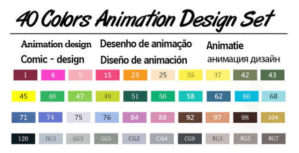 TouchFive Twin Markers 40 Color Animation Design Set