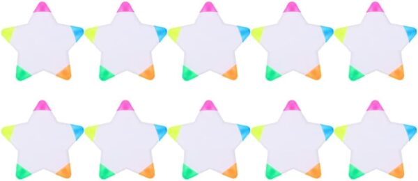 10Pcs Star Shape Watercolor Highlighter 5 In 1 Color Fluorescent Pens