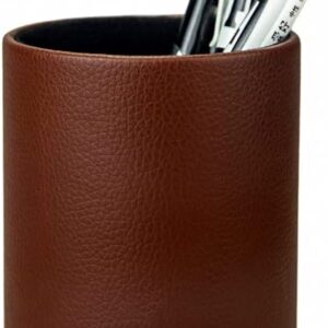 PU Leather Pen Pencil Holder Desk Organizer  (3.3" x 3.3" x 4")