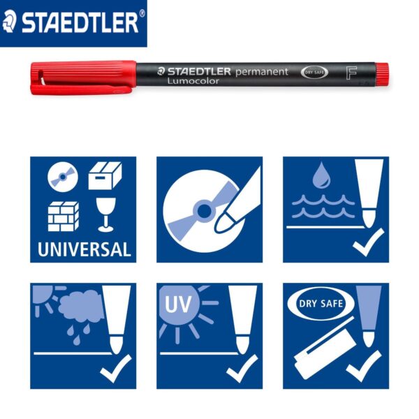 Staedtler Lumocolor 318F Permanent Markers Fine Tip 0.6mm,4 Color
