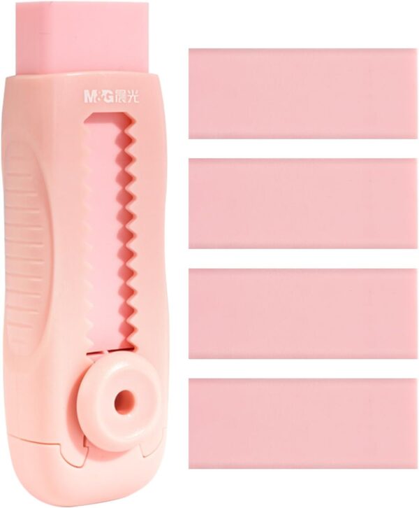 M&G 4+1 Pack Sliding Retractable Eraser with Sleeve and 4 Refill Erasers