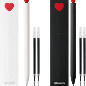 Kaco FIRST Heart Gel Ink Pens with Extra 4 Black Refills Set