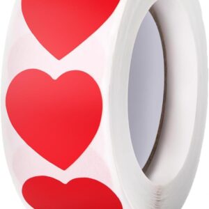 500Pcs Red Heart Stickers 1 inch