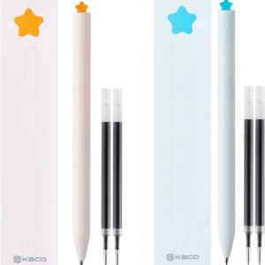 Kaco FIRST Star Gel Pens with Extra 4 Black Ink Refills (Orange+Blue)