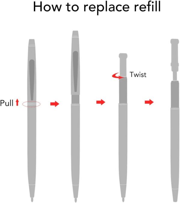 Rose Gold Slim Metallic Retractable Ballpoint Pens 6 Pack