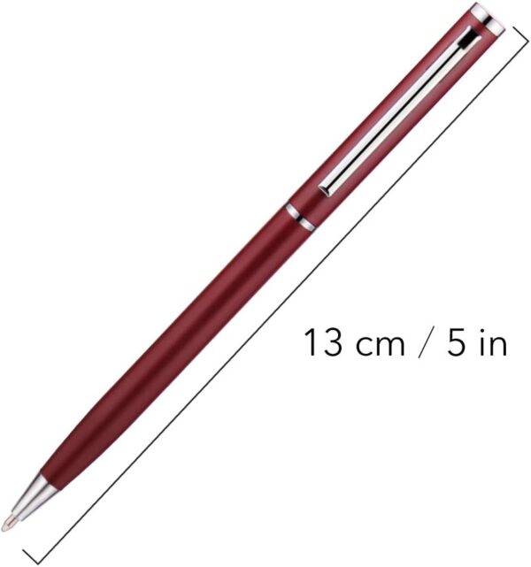 Slim Metallic Retractable Ballpoint Pens,Matte Burgundy,6 Pack-Black ink