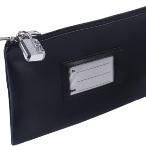 Leather Money Bag with Zipper For Depositing Cash and Bank Deposits