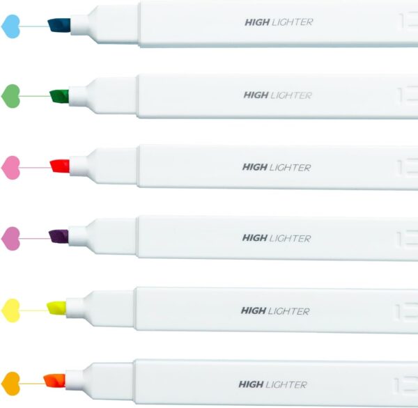 M&G 6Pcs Multicolor No Bleed Dry Quick Chisel Tip Highlighters