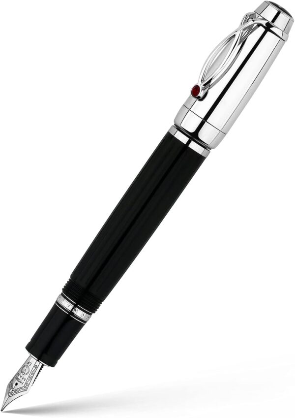 Majohn X1 Retractable Fountain Pen Black Resin,Iridium Extra Nib
