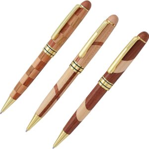3 Pack Wooden Handcrafted Ballpoint Pens Set