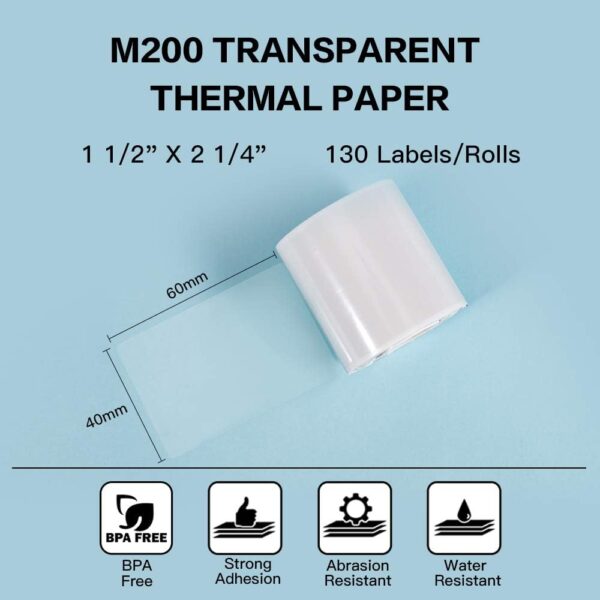 Phomemo M200/M110S Clear Adhesive Thermal Label,40mm X 60mm