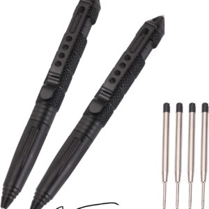 2 Pack Military Tactical Pen Set with 6 Black Ballpoint Refills