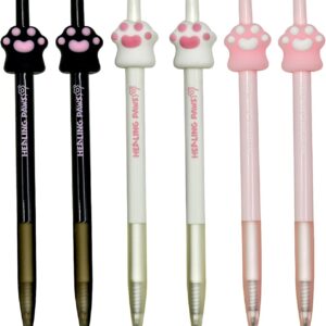 6PCS Novelty Cat Gel Pens Adorable Cat Paws Black Ink