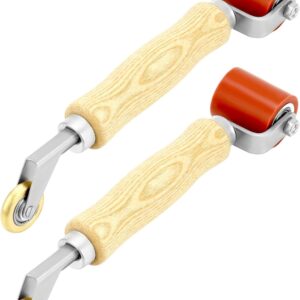 QWORK Seam Roller, 40mm Silicone Seam Roller with 6mm Brass Detail Penny Roller, Smoothing Seam Roller Tool for PVC/TPO/EPDM Single Ply Roofing Tape