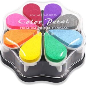 8 Colors Petal Shape Craft Pigment Ink Pad Stamps Partner