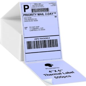 Phomemo 4"x6" Thermal Direct Shipping Label,Fan-Fold 500 Labels Purple
