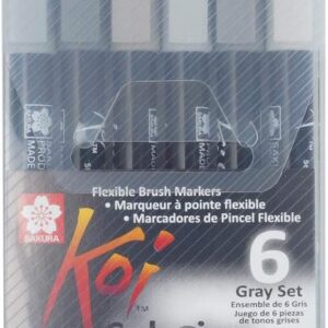 SAKURA Koi Colouring Brush Pen Set 6 Grey Pens