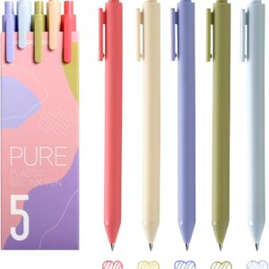 Kaco 5 Morandi Colored Ink Retractable Gel Pens 0.5mm Fine Point