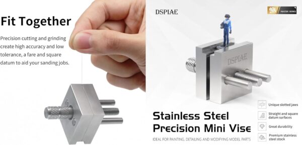 DSPIAE Stainless Steel Precision Mini Vise Grip Width 0.88inch - 0.22inch (AT-MV)
