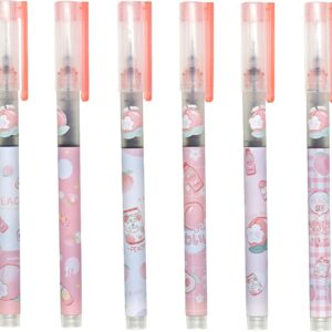 12PCS Peach Liquid Ink Juicy Fruit Quick Dry Rollerball Pens Black Ink