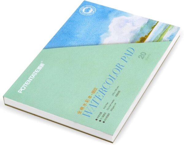 POTENTATE Watercolor Paper Block,100% Cotton,20 Sheets