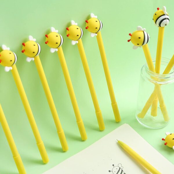 8PCS Funny Yellow Bees Pens Gel Pens 0.5mm Black Ink For Kids School