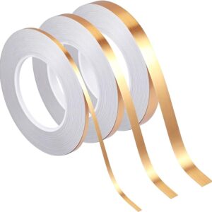 3 Rolls Self Adhesive Metalized Polyester Film Tape Gold