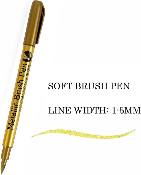 12pcs Metallic Brush Craftwork Marker Pens Gold