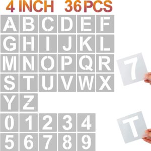 4 Inch 36PCS Reusable Plastic Letter Stencils and Numbers