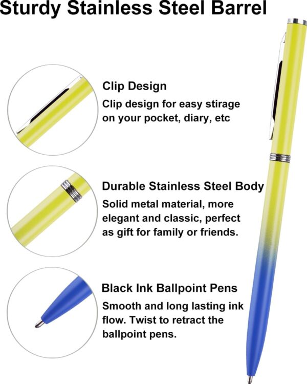 12 Pack Metal Ballpoint Pens Black Ink 1.0mm Rainbow Color