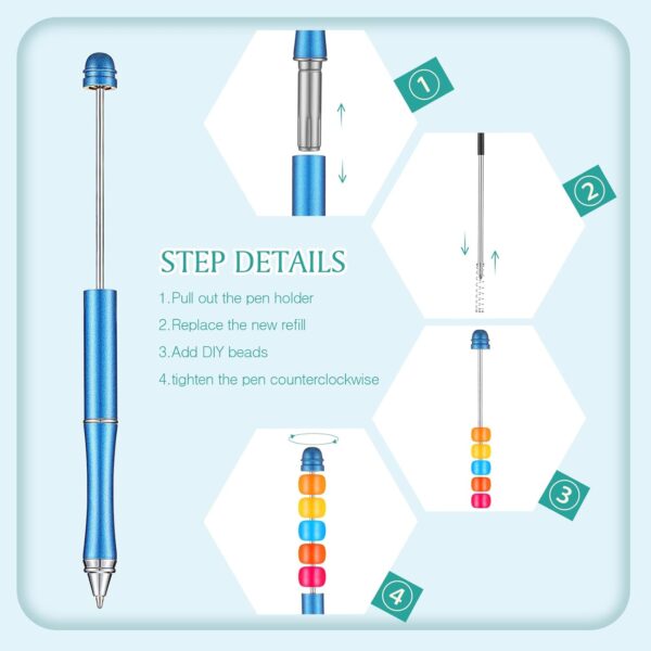 10pcs Metal Beadable Ballpoint Pens Assorted Colors with Refills