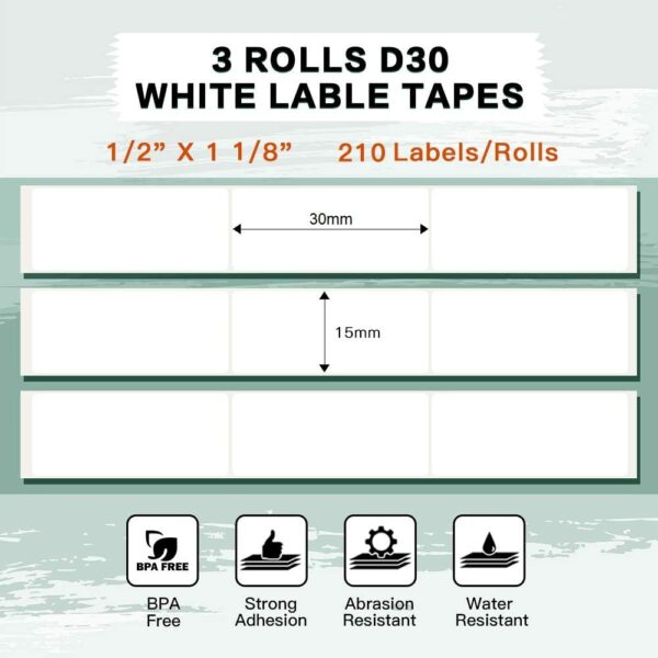 Phomemo D30 Adhesive White Label Paper (15mm X 30mm)