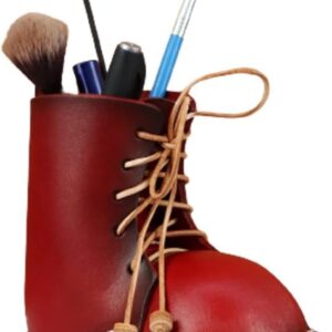Leather Cowhide Shoes Desktop Decorative Pen Holder Organizer