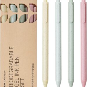Kaco Biodegradable Gel Ink Pen Set with Black Ink 4 Pack